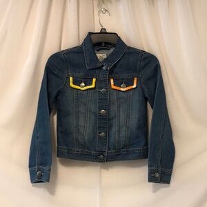 The Children’s Place embroidered leaf patch girls jean jacket size 10/12 large